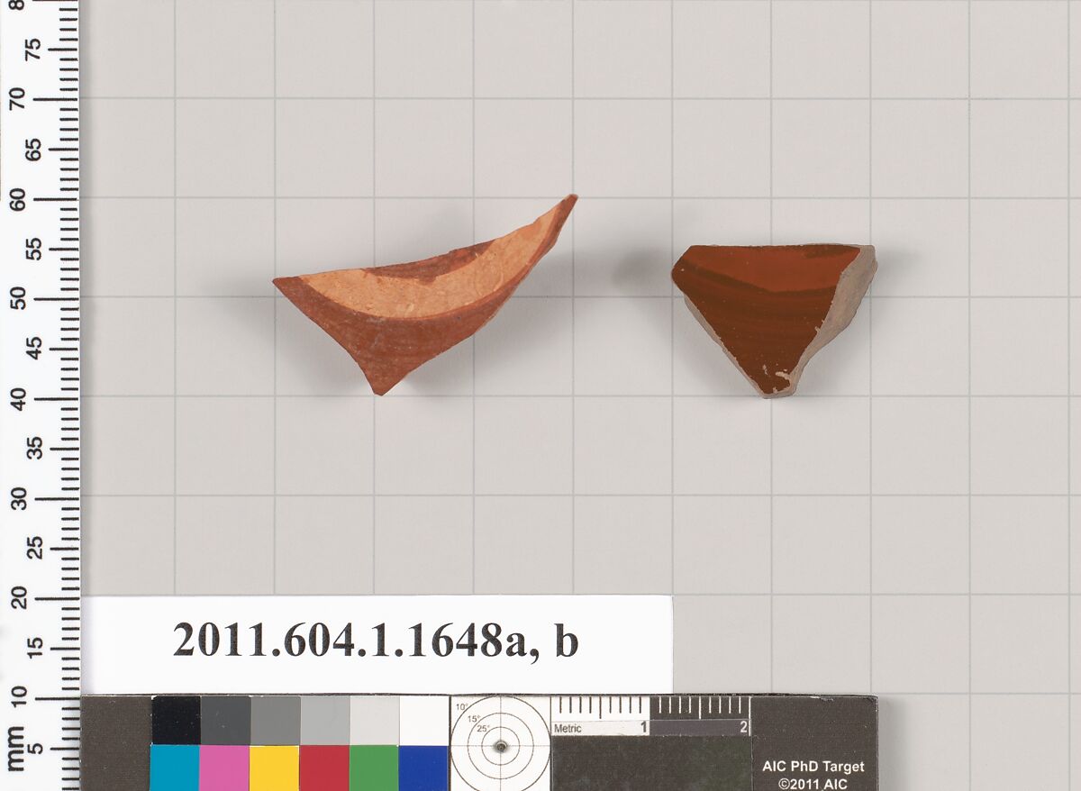 Terracotta fragments of kylikes (drinking cups), Terracotta, Greek, Attic