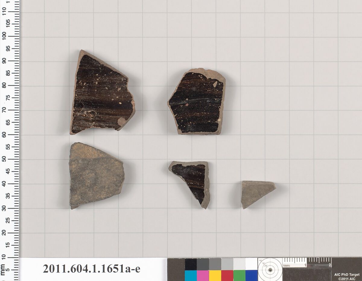 Terracotta fragments of kylikes (drinking cups), Terracotta, Greek, Attic