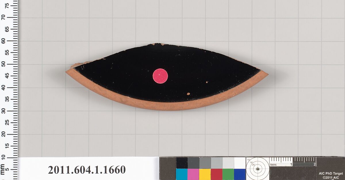 Terracotta fragment of a kylix (drinking cup), Terracotta, Greek, Attic