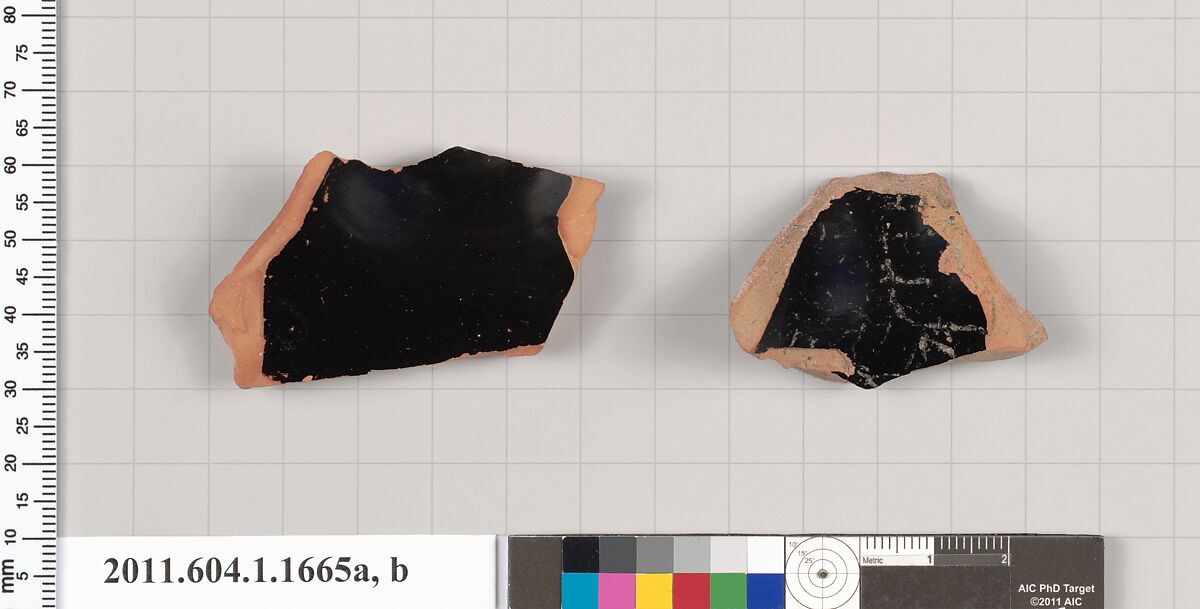 Terracotta fragments of kylikes (drinking cups), Terracotta, Greek, Attic