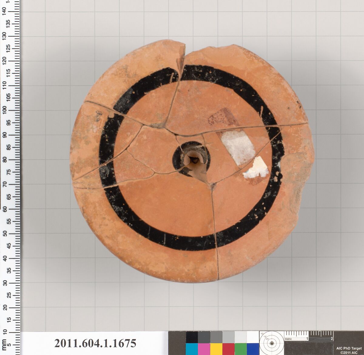 Terracotta fragment of a kylix (drinking cup), Terracotta, Greek, Attic