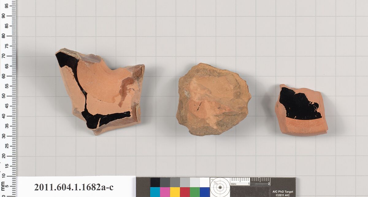 Terracotta fragments of kylikes (drinking cups), Terracotta, Greek, Attic