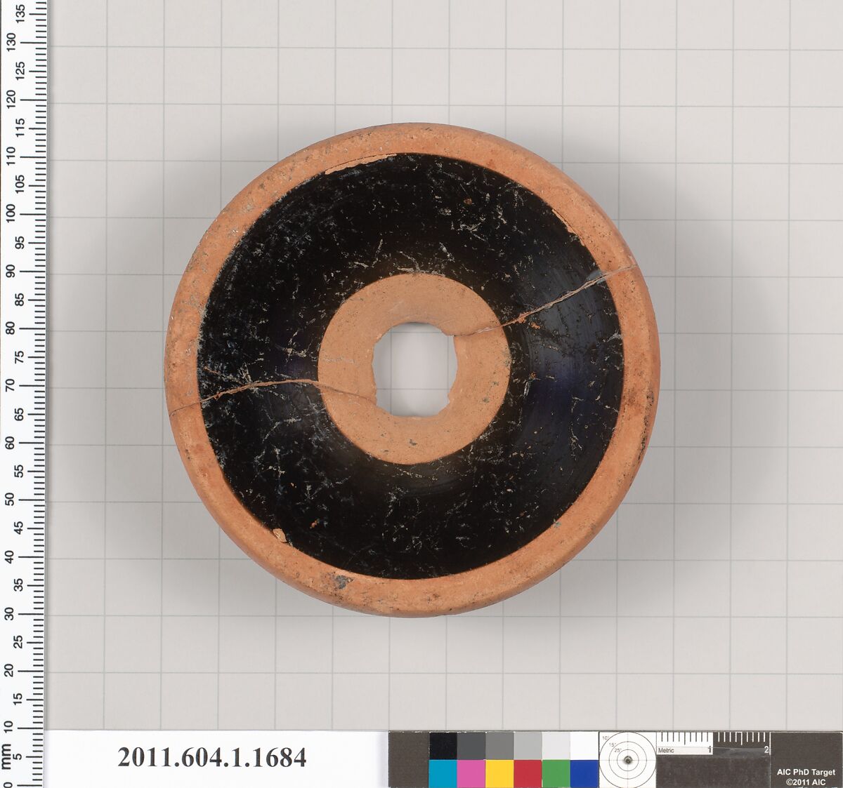 Terracotta fragment of a kylix (drinking cup), Terracotta, Greek, Attic