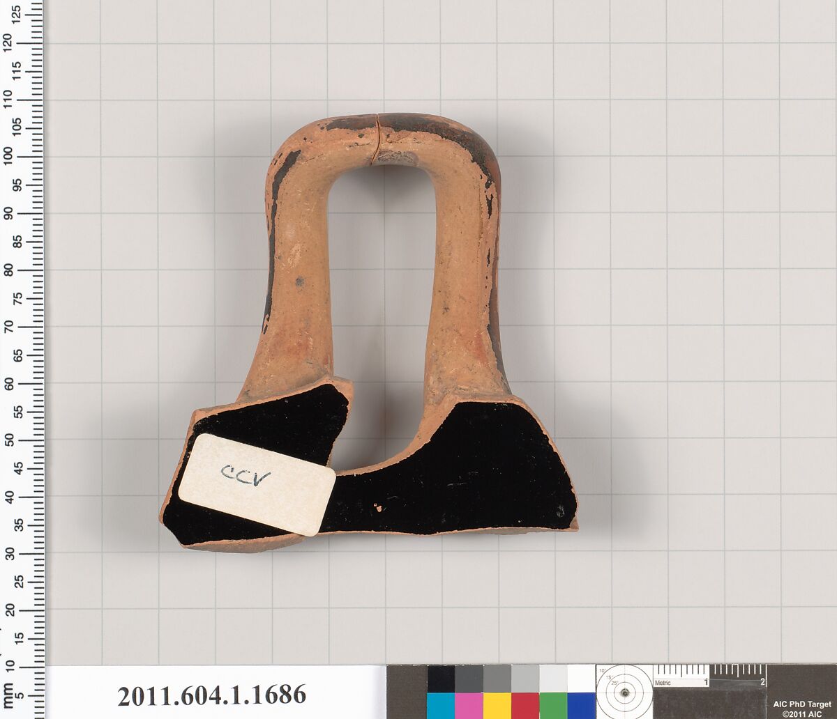 Terracotta fragment of a kylix (drinking cup), Terracotta, Greek, Attic