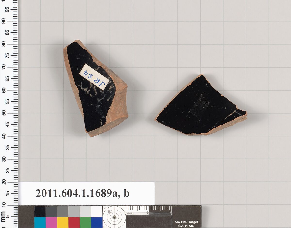 Terracotta fragments of kylikes (drinking cups), Terracotta, Greek, Attic