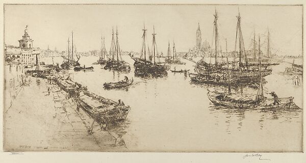 Shipping in the Giudecca Canal, James McBey (British, Newburgh 1883–1959 Tangier), Etching 