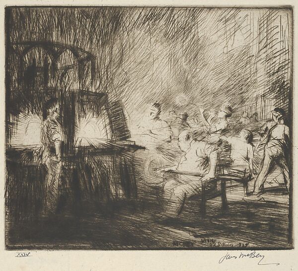 Glass Blowers, Murano, James McBey (British, Newburgh 1883–1959 Tangier), Drypoint 