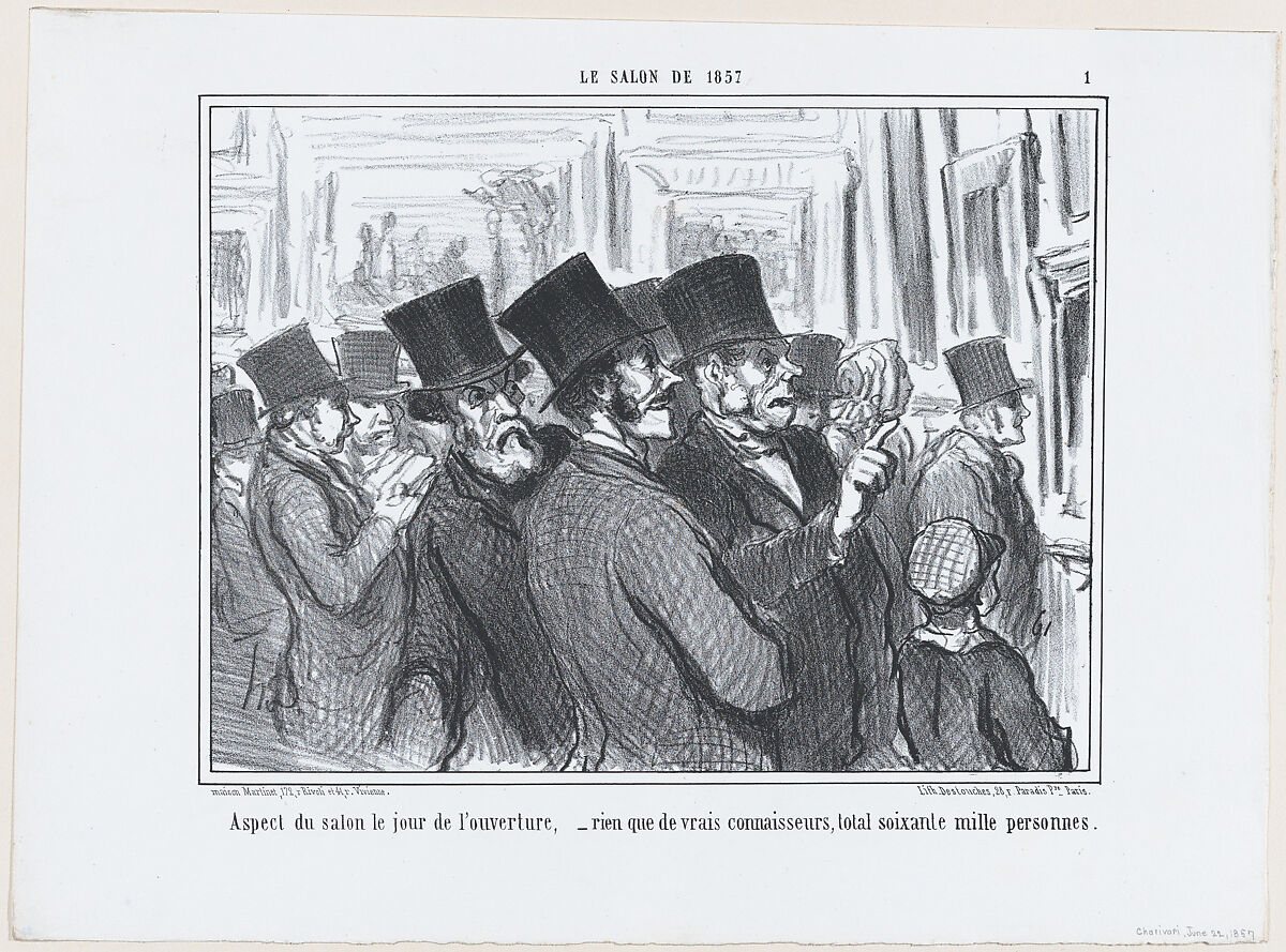 Comment, c'est dans cette cave que sont les scultpures?..., from Le Salon de 1857, published in "Le Charivari", Honoré Daumier (French, Marseilles 1808–1879 Valmondois), Lithograph; second state of two (Delteil) 