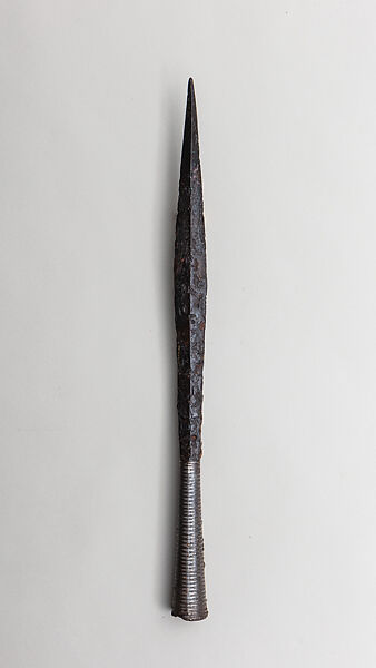 Viking Spearhead or Lance Head, Iron alloy, copper alloy, silver, Scandinavian