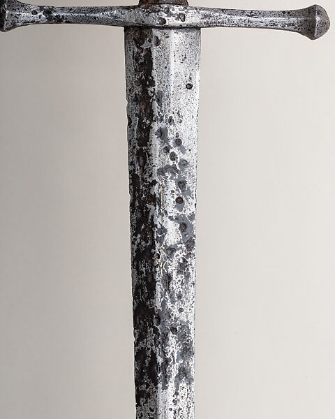 Hand-and-a-Half Sword from the Castillon Group, Steel, wood, silver, copper alloy, British or French
