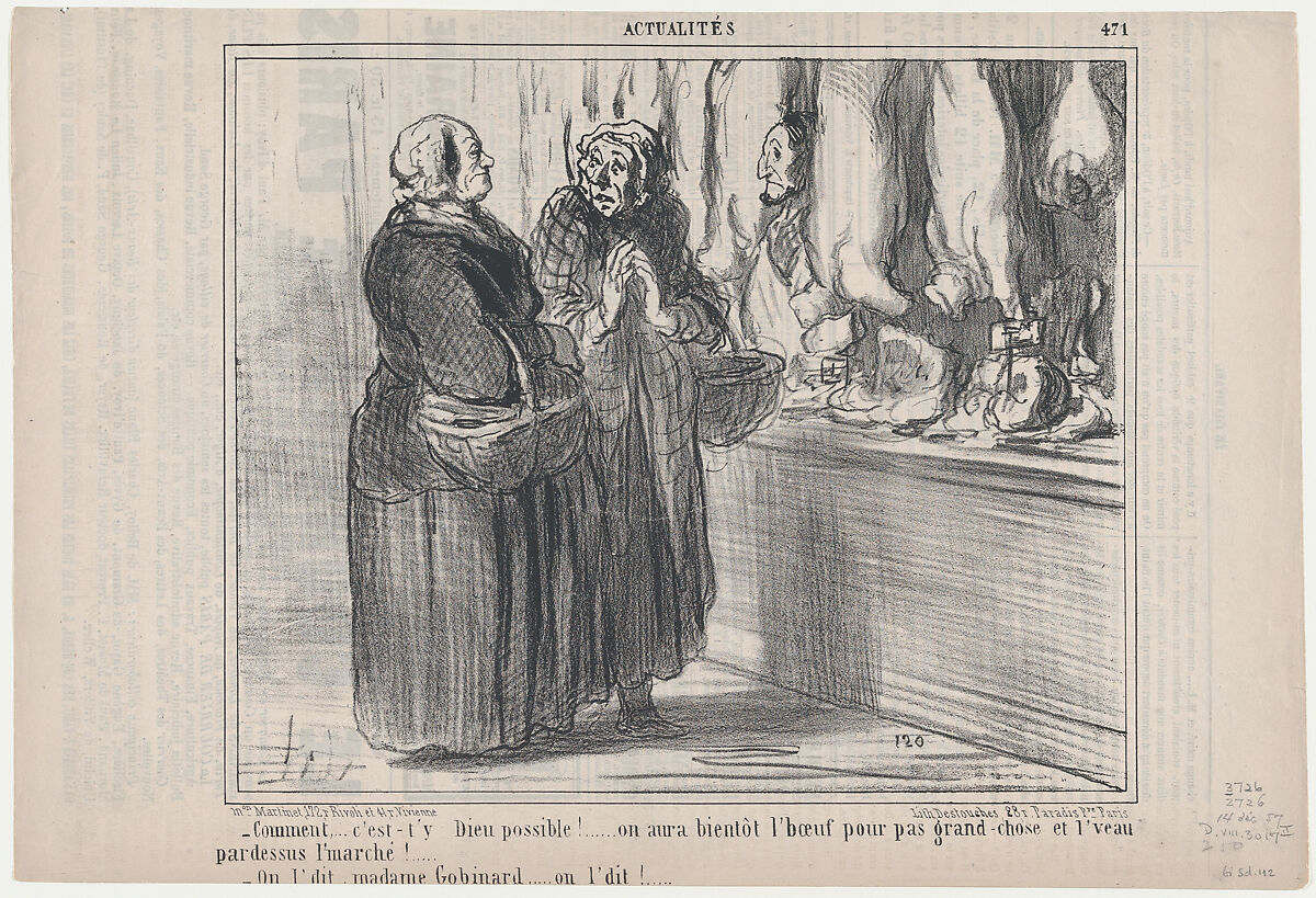 Comment,...c'est-t'y Dieu possible!..., from Actualités, published in Le Charivari, December 14, 1857, Honoré Daumier (French, Marseilles 1808–1879 Valmondois), Lithograph on newsprint; second state of two (Delteil) 