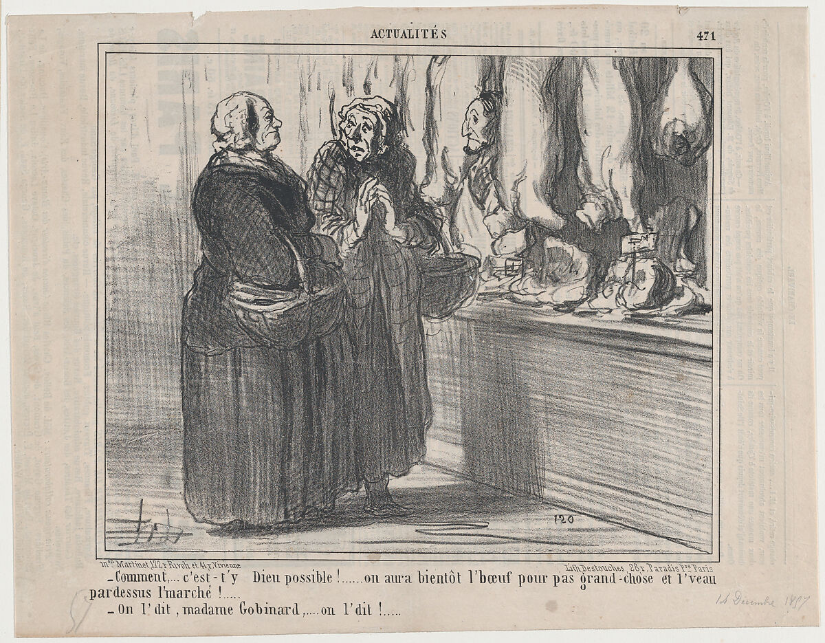 Comment,...c'est-t'y Dieu possible!..., from Actualités, published in Le Charivari, December 14, 1857, Honoré Daumier (French, Marseilles 1808–1879 Valmondois), Lithograph on newsprint; second state of two (Delteil) 