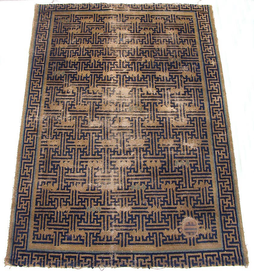 Kang Rug, Foundation: cotton warp and weft;  wool knotting, China 