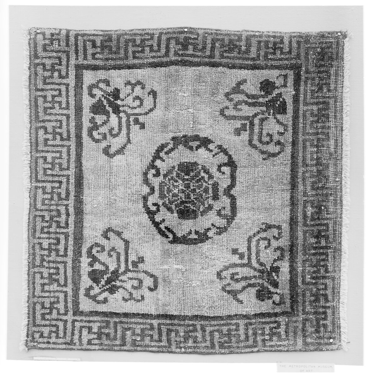 Cushion Cover or Kneeling Mat, Foundation: cotton warp and weft; wool knotting, China 