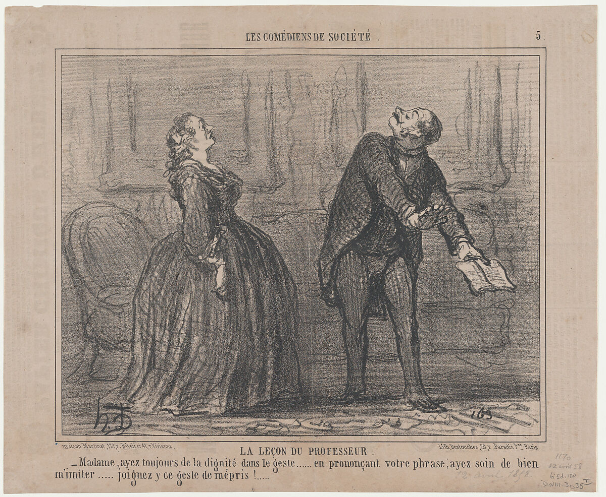 Honoré Daumier | Le leçon du professeur, from Les Comédiens de Société ...