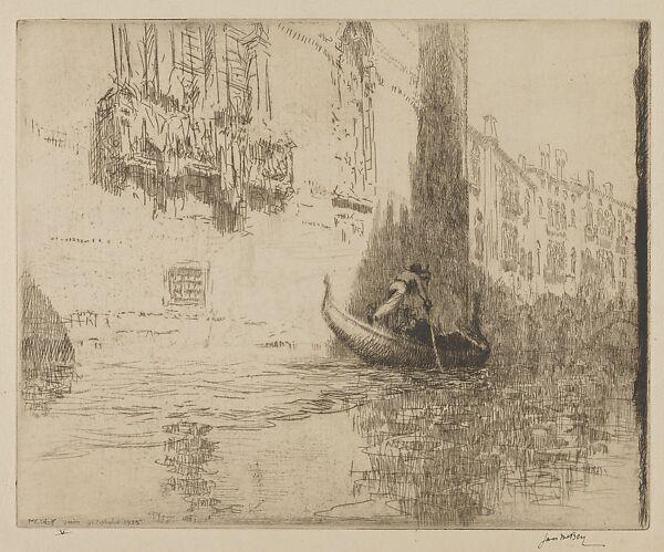 The Passing Gondola, James McBey (British, Newburgh 1883–1959 Tangier), Etching 