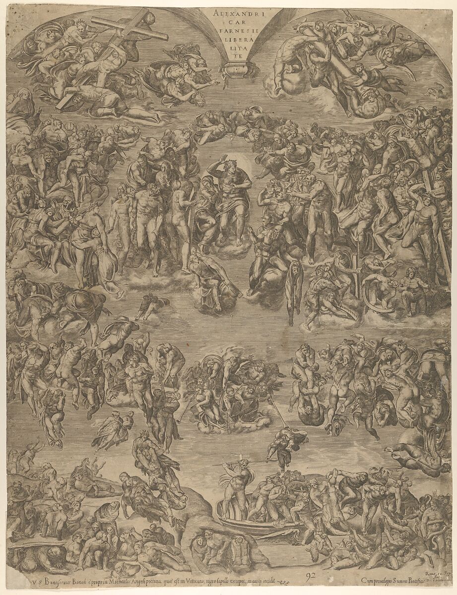 The Last Judgment from the Sistine Chapel, Giulio Bonasone (Italian, active Rome and Bologna, 1531–after 1576), Engraving; third state of five 