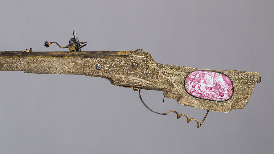 Wheellock Rifle with Spanner, Shot Extracting Tool, and Shooting Patch