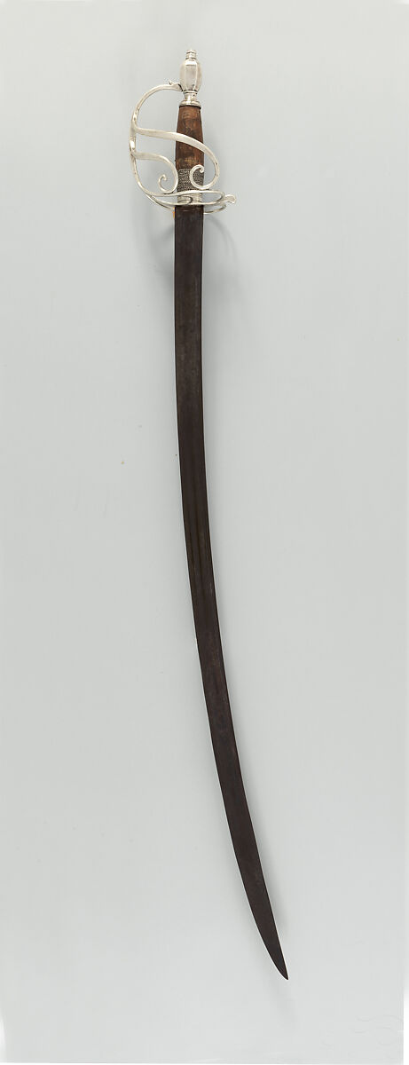 Cavalry Officer's Saber, Hilt by Parry &amp; Musgrave (American, Philadelphia 1792–1796 Philadelphia), Steel, silver, wood, textile, copper, American, Philadelphia