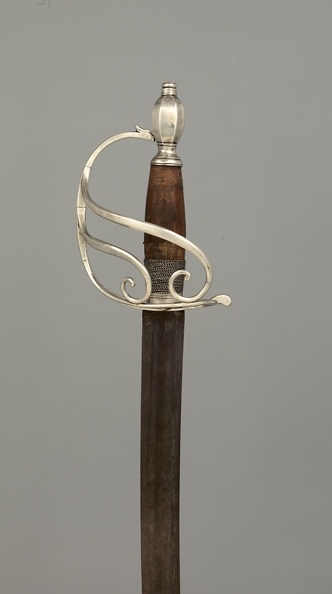 Cavalry Officer's Saber, Hilt by Parry &amp; Musgrave (American, Philadelphia 1792–1796 Philadelphia), Steel, silver, wood, textile, copper, American, Philadelphia 