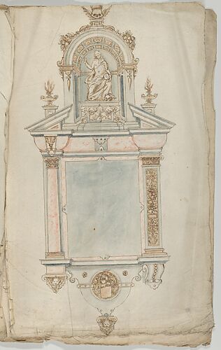 Design for a Wall Tomb with a Variant and a Statue of Christ as Salvator Mundi