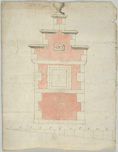 Design for a Small Tower or Stepped Gable, dated 1683