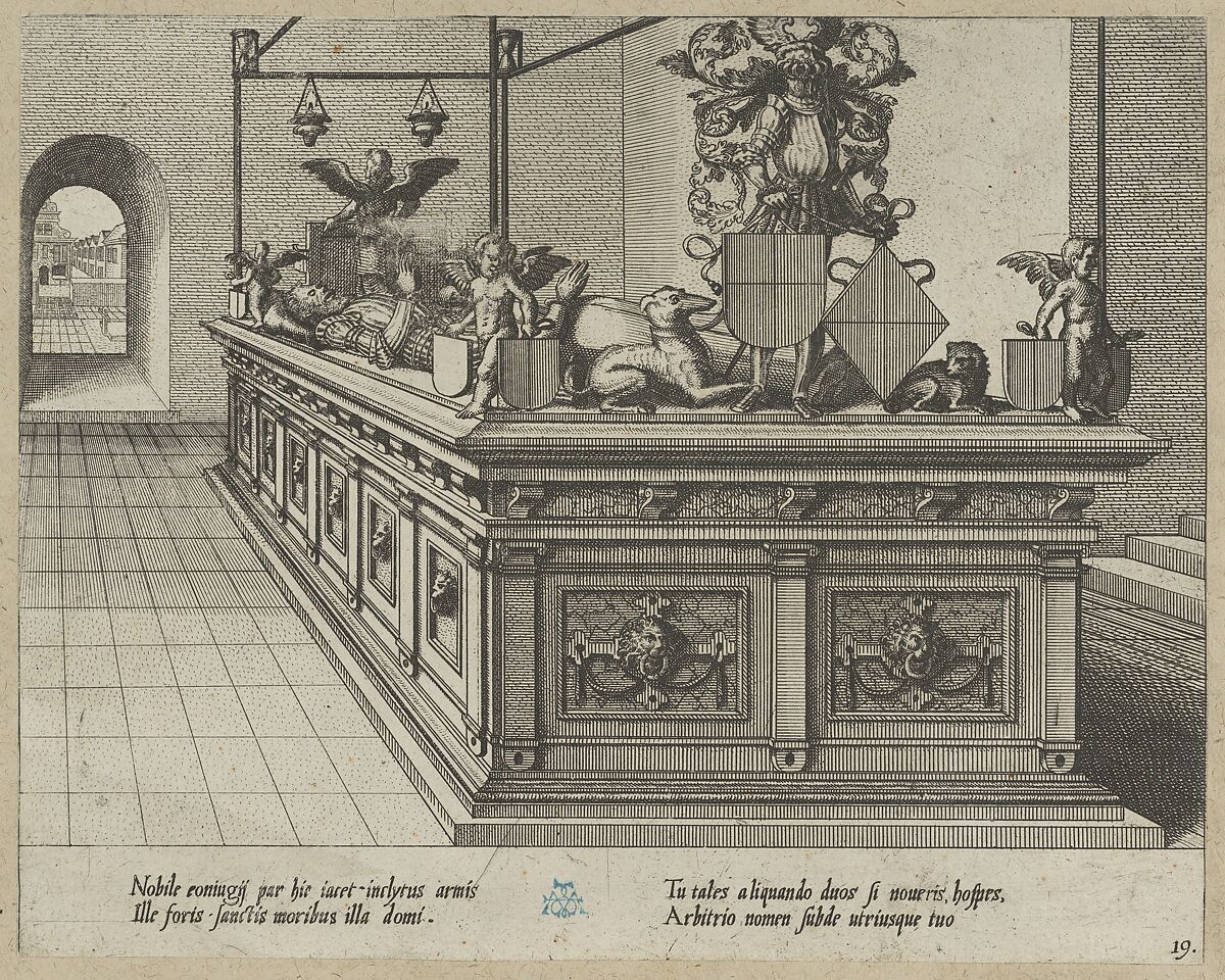 Twenty album pages with prints from the series ‘Coenotaphiorum’, Johannes van Doetecum I (Netherlandish, 1528/32–1605) or, Etching