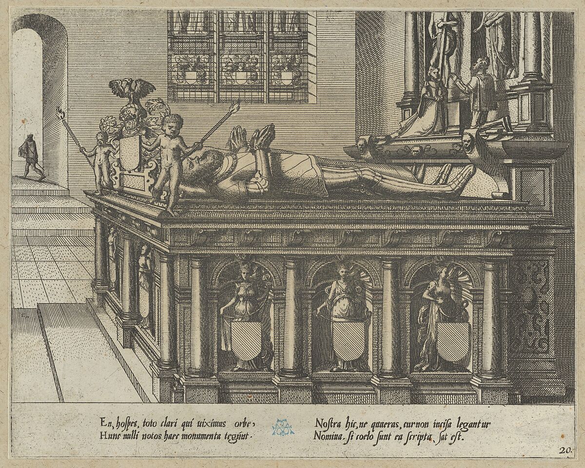 Twenty album pages with prints from the series ‘Coenotaphiorum’, Johannes van Doetecum I (Netherlandish, 1528/32–1605) or, Etching