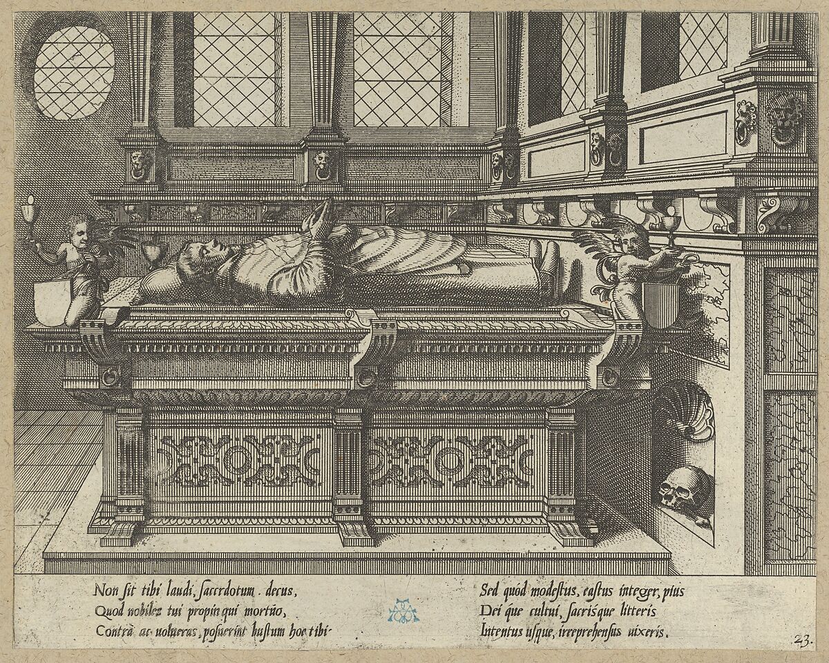 Twenty album pages with prints from the series ‘Coenotaphiorum’, Johannes van Doetecum I (Netherlandish, 1528/32–1605) or, Etching