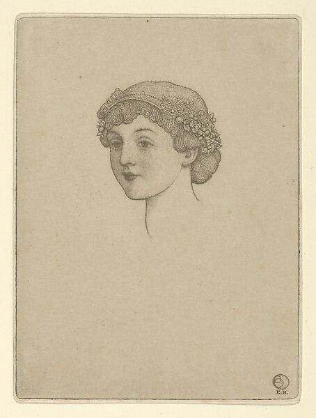 Portrait of a girl's head with flowers in her hair, Ernest Haskell (American, Woodstock, Connecticut 1876–1925 West Point, Maine), Etching 