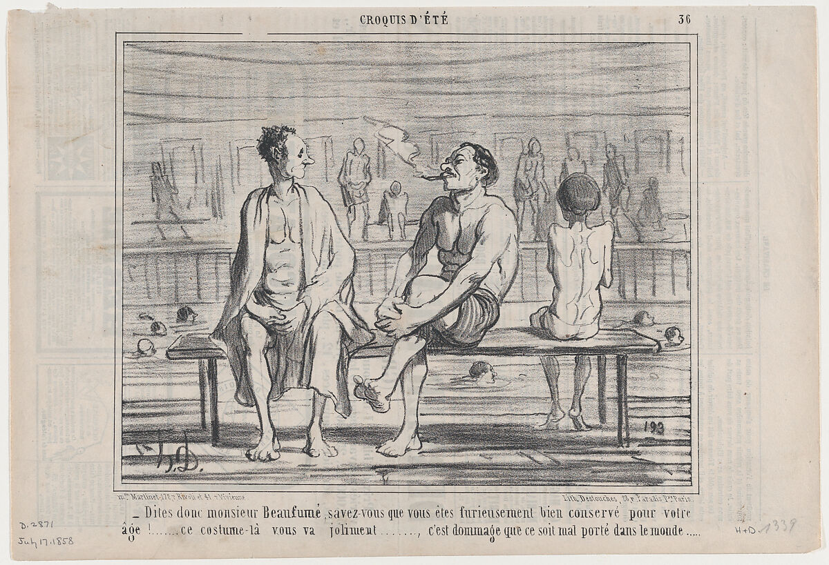 Dites donc monsieur Beaufumé..., from Croquis d'Été, published in Le Charivari, July 17, 1858, Honoré Daumier (French, Marseilles 1808–1879 Valmondois), Lithograph on newsprint; third state of three (Delteil) 