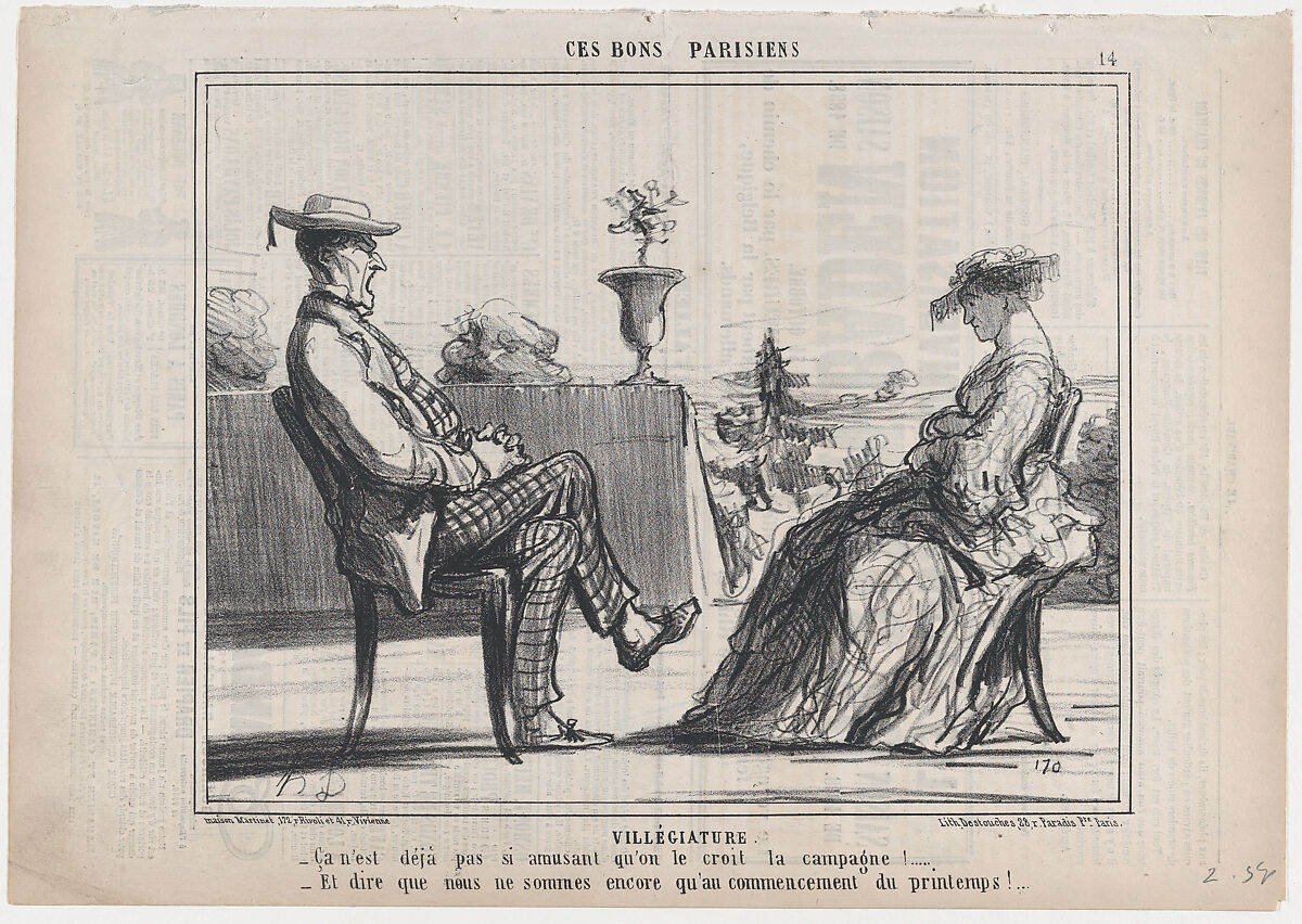 Villégiature, from "Ces Bons Parisiens", Honoré Daumier (French, Marseilles 1808–1879 Valmondois), Lithograph on newsprint; third state of three (Delteil) 
