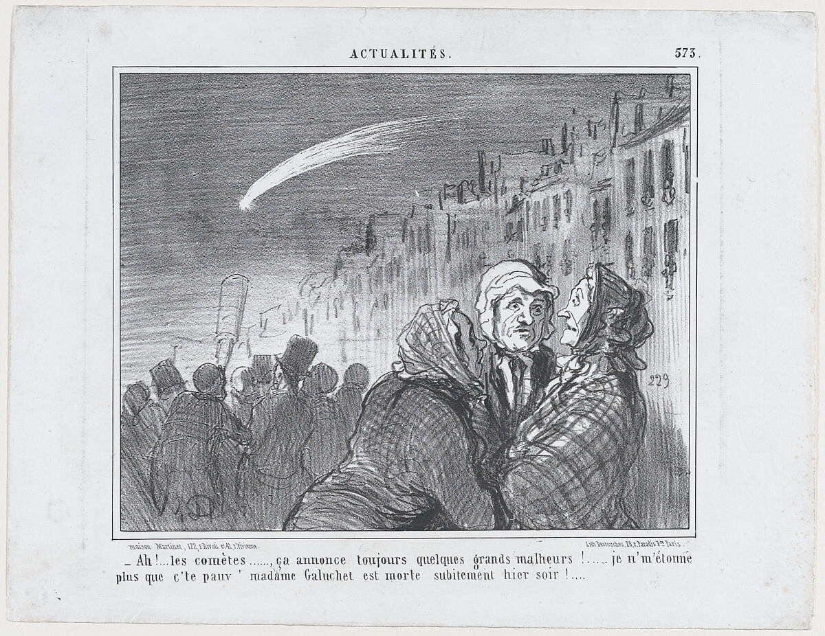 Ah!... les comètes..., ça annonce toujours quelques grands malheurs!..., from Actualités, published in "Le Charivari", Honoré Daumier (French, Marseilles 1808–1879 Valmondois), Lithograph; second state of two (Delteil) 