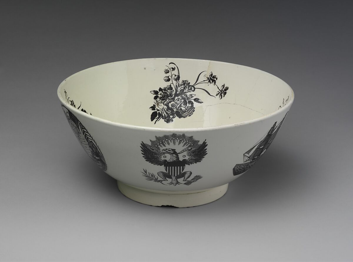 Punch Bowl, Earthenware, transfer-printed, British 