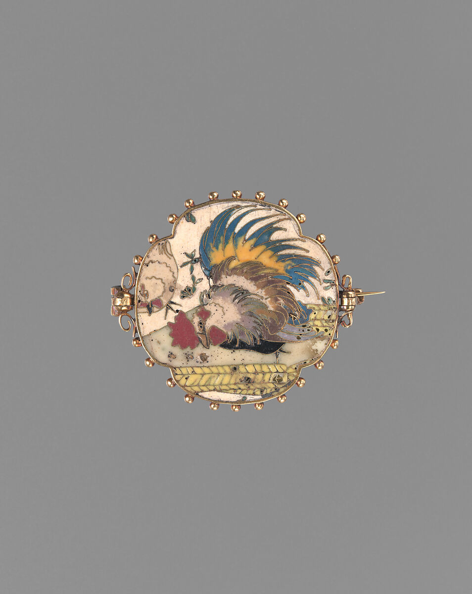 Reversible brooch, Alexis Falize (French, 1811–98), Gold, cloisonné enamel, French, Paris 