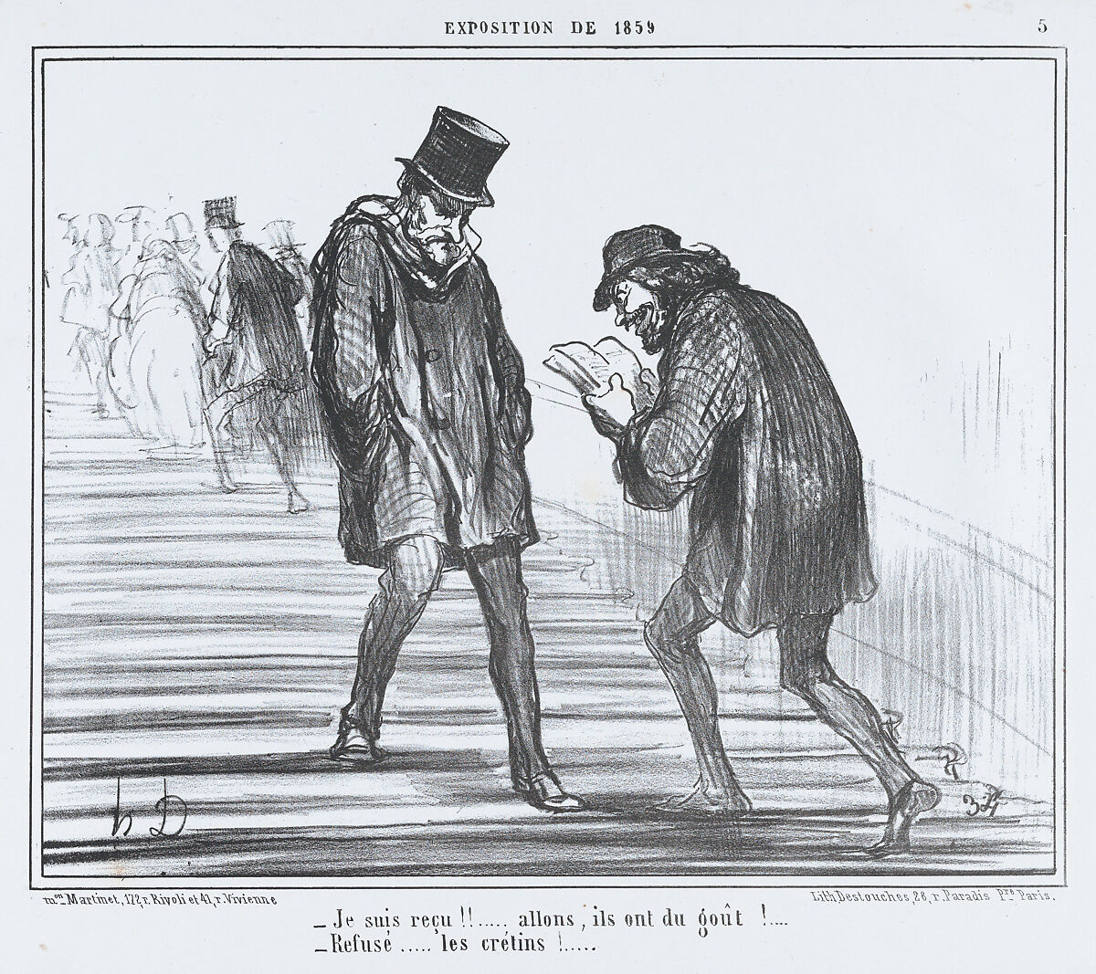 Je suis reçu!!..., from L'Exposition de 1859, published in Le Charivari, April 22, 1859, Honoré Daumier (French, Marseilles 1808–1879 Valmondois), Lithograph; second state (Delteil) 