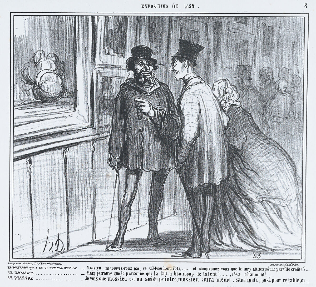La peintre qui a eu un tableau refuse, from L'Exposition de 1859, published in Le Charivari, April 27, 1859, Honoré Daumier (French, Marseilles 1808–1879 Valmondois), Lithograph; second state (Delteil) 