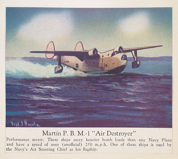 Martin P. B. M.-1 "Air Destroyer," collector card from the Airplanes of America series (D2), issued by the Kelley Baking Company to promote Kelley's Bread, Issued by Kelley Baking Company, Commercial color lithograph 