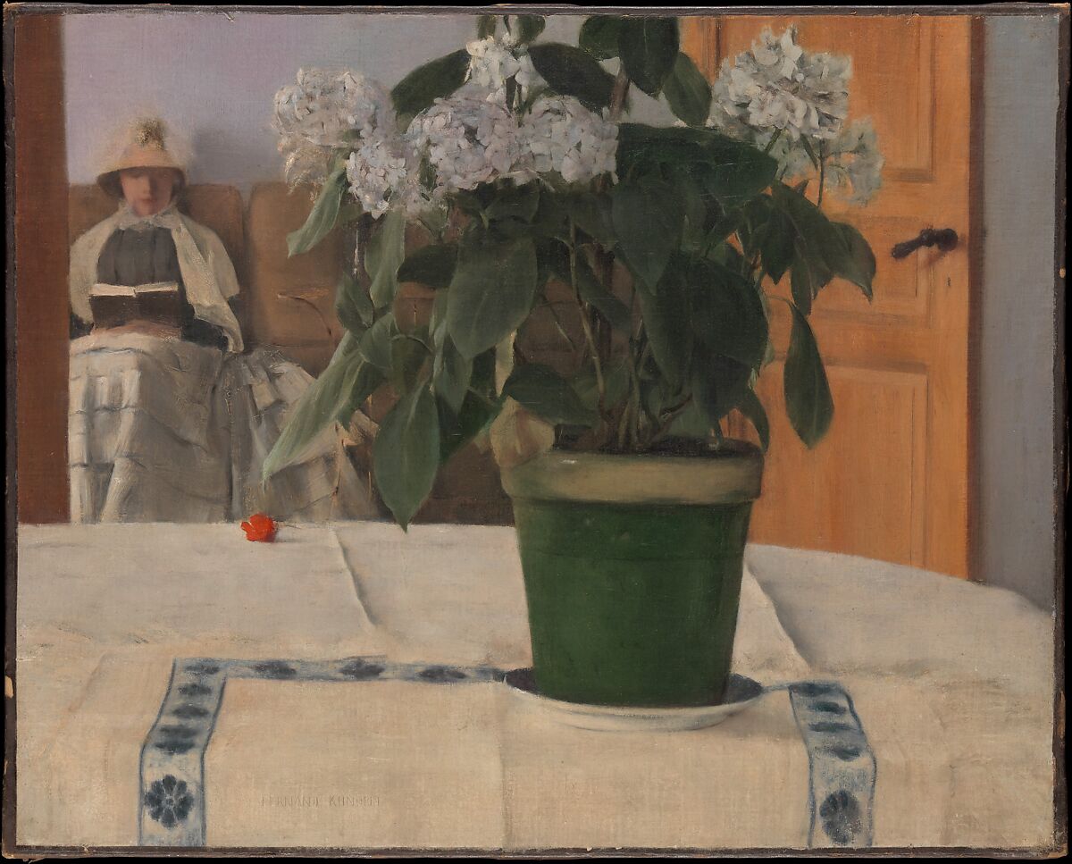 Hortensia, Fernand Khnopff (Belgian, Grembergen 1858–1921 Brussels), Oil on canvas 
