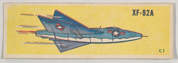 XF-92A, collector card from the Airplanes series (D4), issued by the General Baking Company, Issued by General Baking Company, Commercial color lithograph 