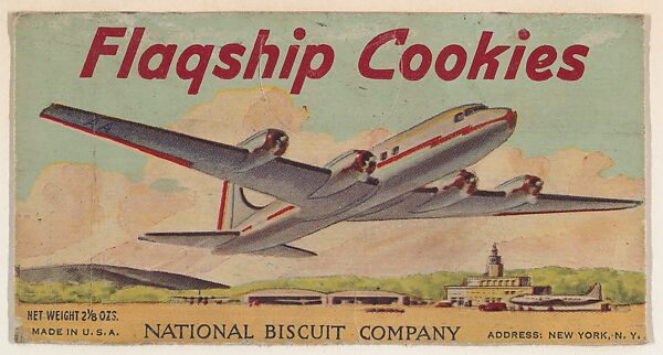 Flagship Cookies, collector card from the Airplanes series (D5), issued by the General Baking Company, Issued by General Baking Company, Commercial color lithograph 