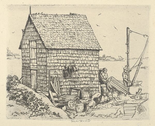 Fish House Idyll, Ernest Haskell (American, Woodstock, Connecticut 1876–1925 West Point, Maine), Etching 