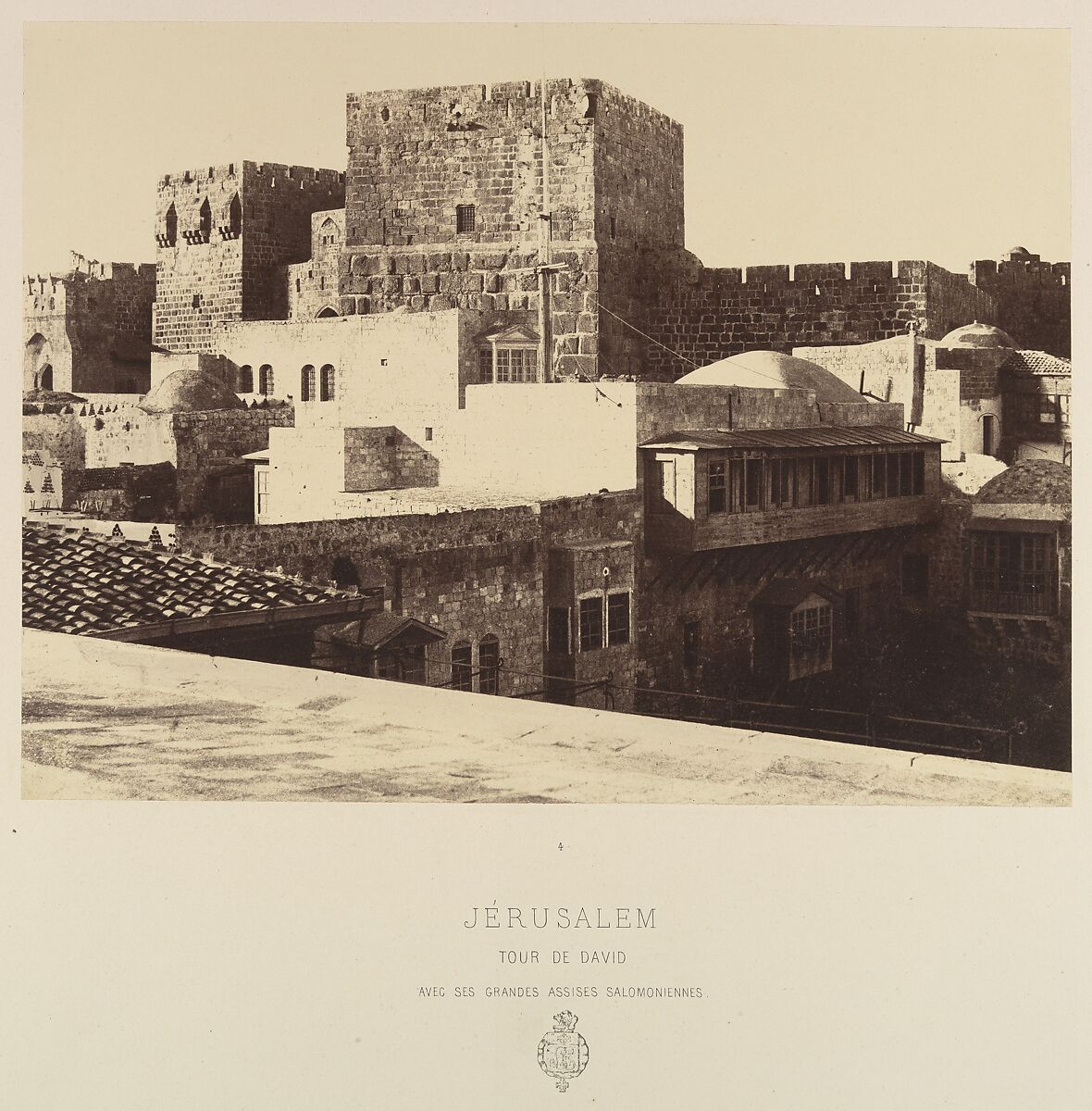 Jérusalem. Tour de David avec ses grandes assises salomoniennes, Louis de Clercq (French, 1837–1901), Albumen silver print from paper negative 