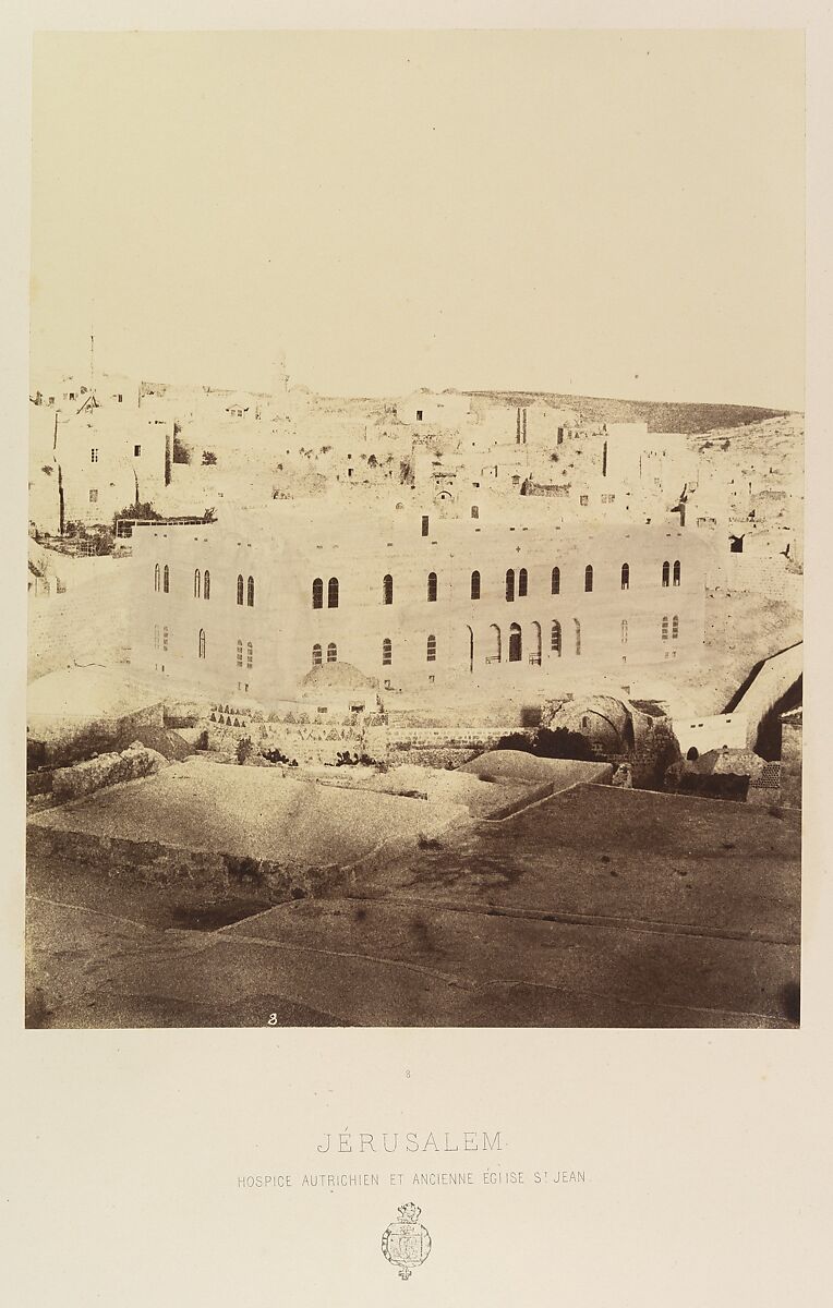 Jérusalem. Hospice autrichien et ancienne Église St Jean, Louis de Clercq (French, 1837–1901), Albumen silver print from paper negative 