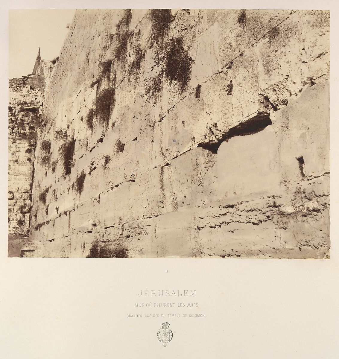 Jérusalem. Mur oú pleurent les juifs. Grandes Assises du Temple de Salomon, Louis de Clercq (French, 1837–1901), Albumen silver print from paper negative 