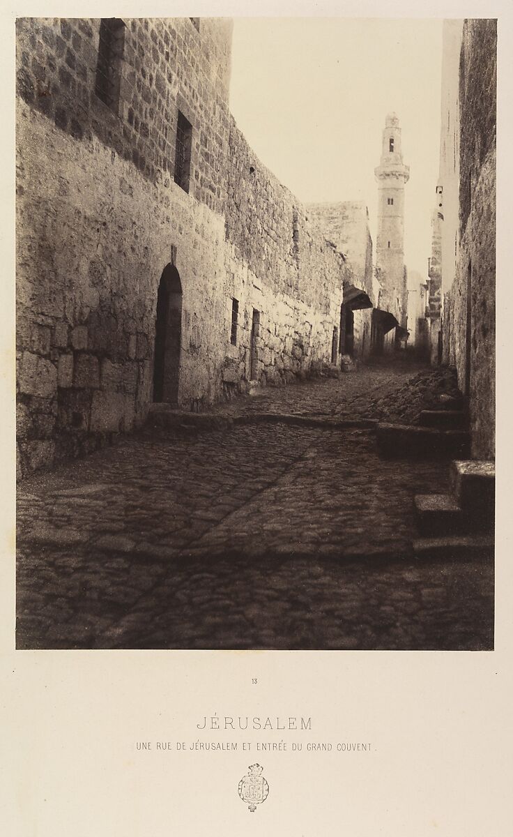 Jérusalem. Une rue de Jérusalem et entrée du Grand Couvent, Louis de Clercq (French, 1837–1901), Albumen silver print from paper negative 