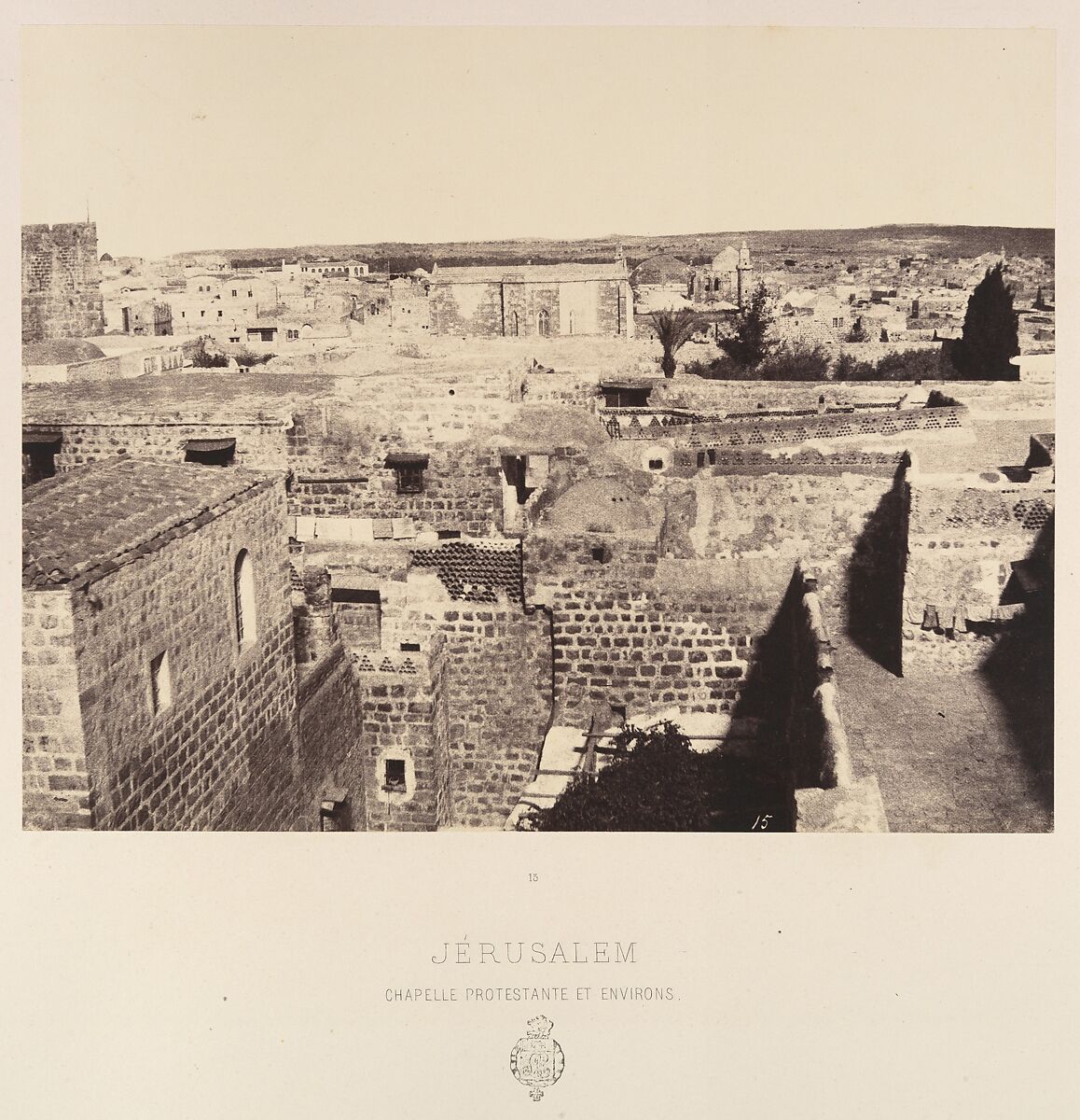 Jérusalem. Chapelle protestante et environs, Louis de Clercq (French, 1837–1901), Albumen silver print from paper negative 