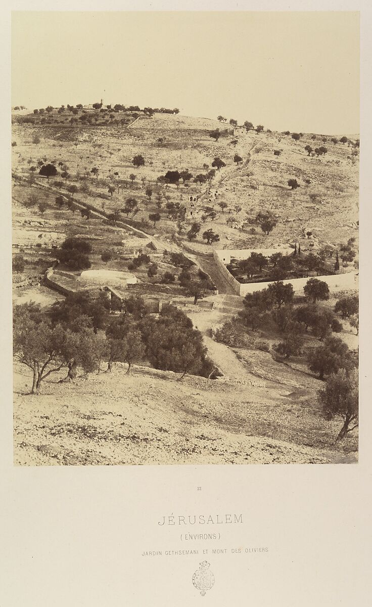 Jérusalem. (Environs) Jardin Gethsemani et Mont des Oliviers, Louis de Clercq (French, 1837–1901), Albumen silver print from paper negative 