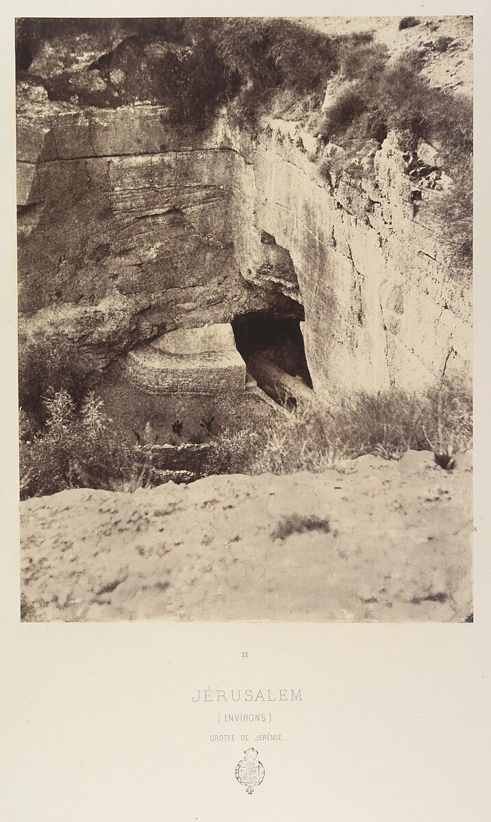 Jérusalem. (Environs) Grotte de Jérémie, Louis de Clercq (French, 1837–1901), Albumen silver print from paper negative 