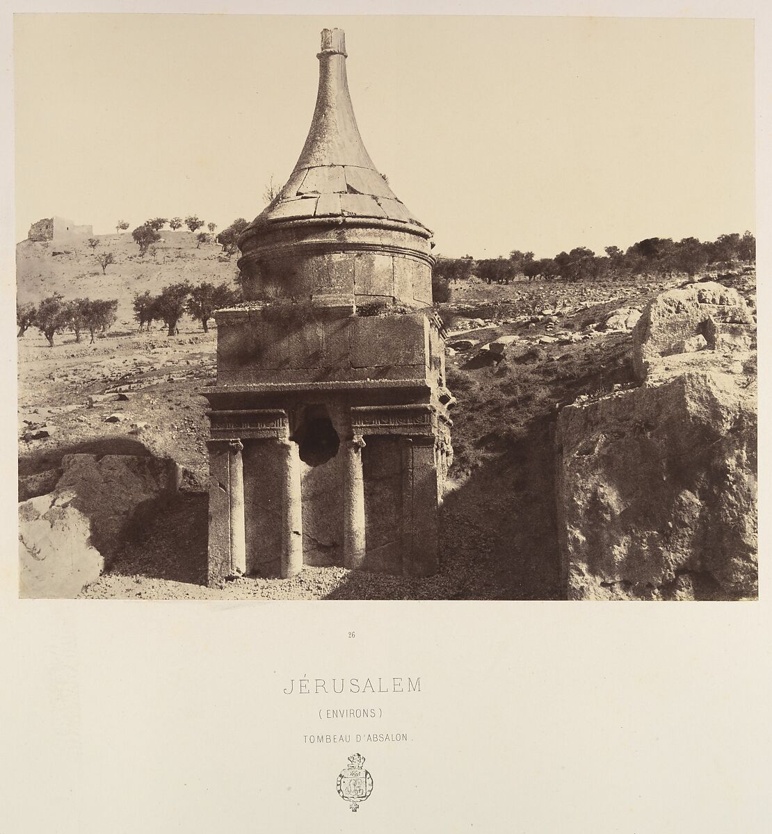 Jérusalem. (Environs) Tombeau d'Absalon, Louis de Clercq (French, 1837–1901), Albumen silver print from paper negative 